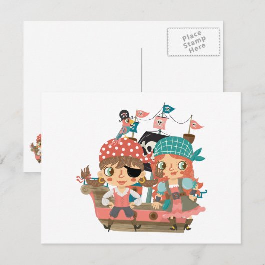 De Piraten van Girly Briefkaart (Voorkant / Achterkant)