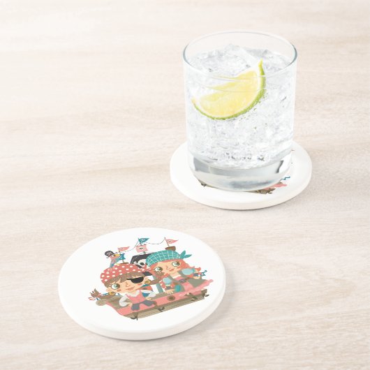 De Piraten van Girly Zandsteen Onderzetter (Zijkant)