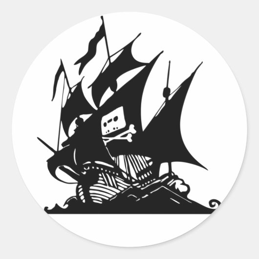De piratenbaai ronde sticker (Voorkant)