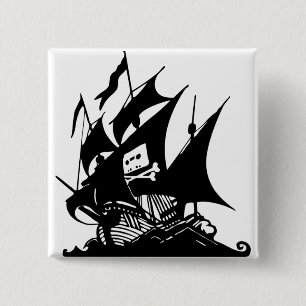 De piratenbaai vierkante button 5,1 cm