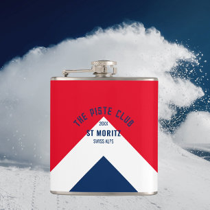 De Piste Club Red Navy Peak Custom Winter Ski Heupfles