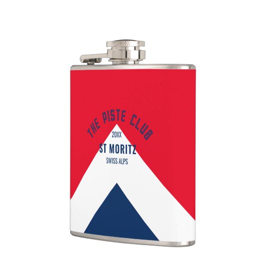 De Piste Club Red Navy Peak Custom Winter Ski Heupfles (Links)