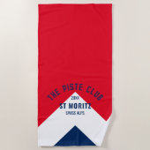 De Piste Club Red Navy Peak Custom Winter Ski Strandlaken (Voorkant)