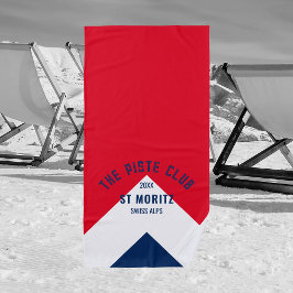 De Piste Club Red Navy Peak Custom Winter Ski Strandlaken