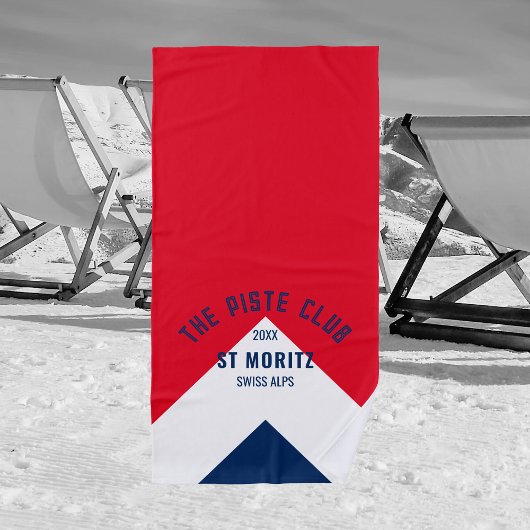De Piste Club Red Navy Peak Custom Winter Ski Strandlaken