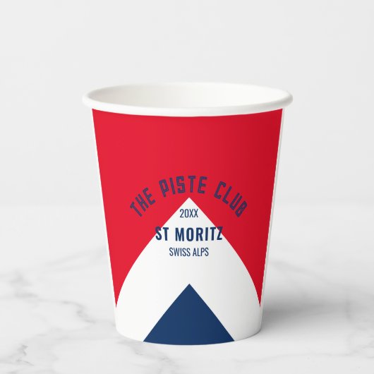 De Piste Club Rode Marine Custom Winter Ski Party Papieren Bekers (Achterkant)