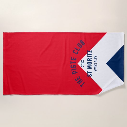 De Piste Club Rode Marine Peak Custom Winter Ski Strandlaken (Voorkant)