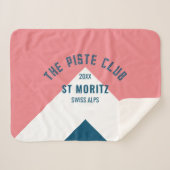 De Piste Club Roze Blauw Custom Winter Ski Sherpa Deken (Voorkant (horizontaal))