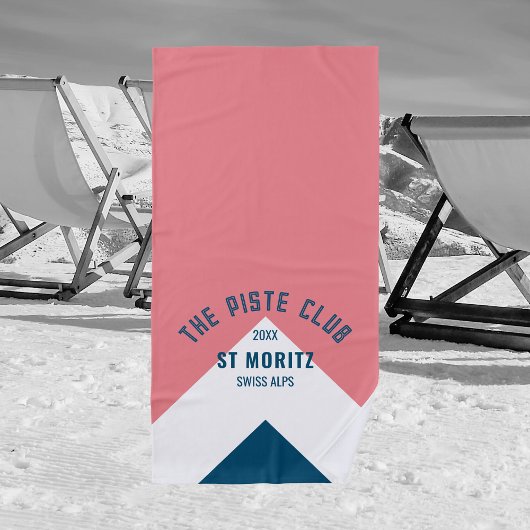 De Piste Club Roze Blauw Peak Custom Winter Ski Strandlaken