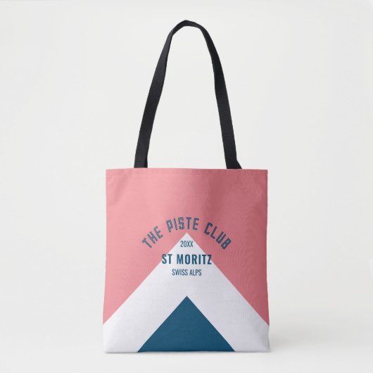 De Piste Club Roze Wit Blauw Peak Custom Ski Tote Bag (Voorkant)