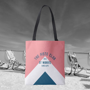 De Piste Club Roze Wit Blauw Peak Custom Ski Tote Bag