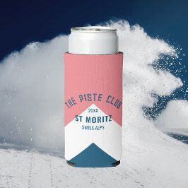 De Piste Club Roze Wit Blauw Peak Winter Ski Seltzer Blikjeskoeler