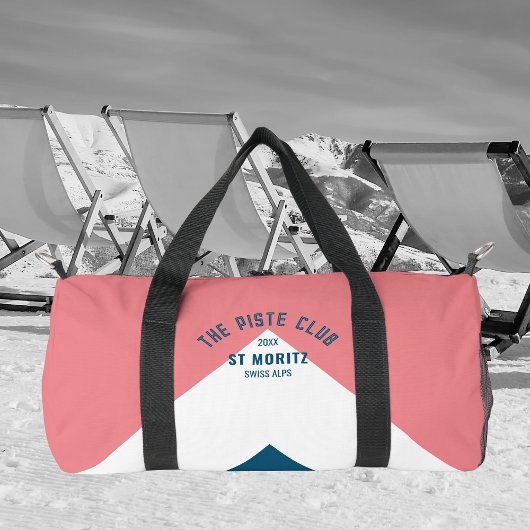 De Piste Club Roze Wit Blauw Piek Monogram Ski Plunjezak