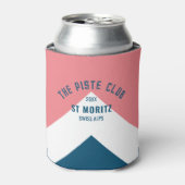 De Piste Club Roze Wit Blauw Piek Winter Ski Blikjeskoeler (Blikje Voorkant)