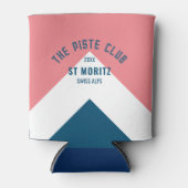 De Piste Club Roze Wit Blauw Piek Winter Ski Blikjeskoeler (Voorkant)