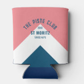 De Piste Club Roze Wit Blauw Piek Winter Ski Blikjeskoeler (Achterkant)