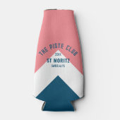 De Piste Club Roze Wit Blauw Piek Winter Ski Flesjeskoeler (Voorkant)