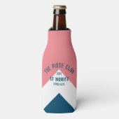 De Piste Club Roze Wit Blauw Piek Winter Ski Flesjeskoeler (Fles Voorkant)