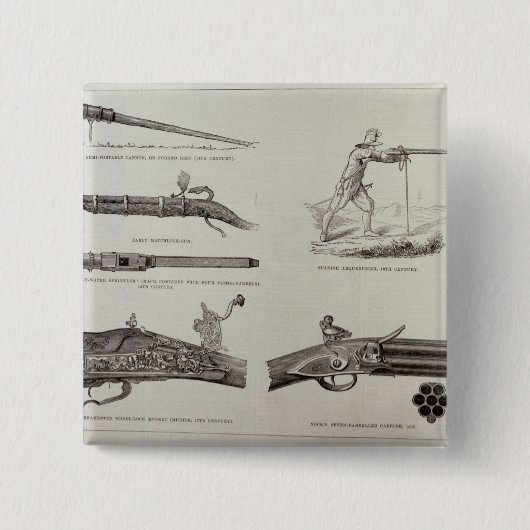 De Pistool en haar ontwikkeling Vierkante Button 5,1 Cm (Voorkant)