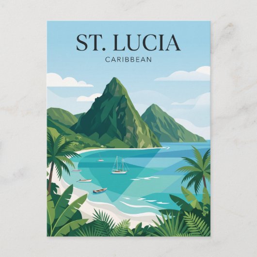 De Pitons Saint Lucia Briefkaart (Voorkant)