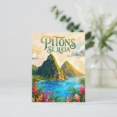 De Pitons Saint Lucia Briefkaart (Staand voorkant)