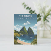 De Pitons Saint Lucia Iconische Tweeling Vulkanisc Briefkaart (Staand voorkant)