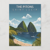 De Pitons Saint Lucia Iconische Tweeling Vulkanisc Briefkaart (Voorkant)