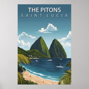 De Pitons Saint Lucia Iconische Tweeling Vulkanisc Poster