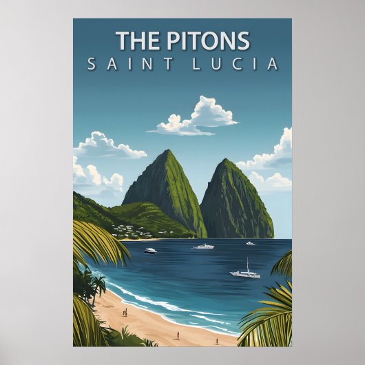 De Pitons Saint Lucia Iconische Tweeling Vulkanisc Poster (Voorkant)