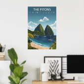 De Pitons Saint Lucia Iconische Tweeling Vulkanisc Poster (Thuiskantoor)