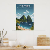 De Pitons Saint Lucia Iconische Tweeling Vulkanisc Poster (Keuken)