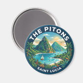 De Pitons Saint Lucia Magneet (Voorkant / Achterkant)