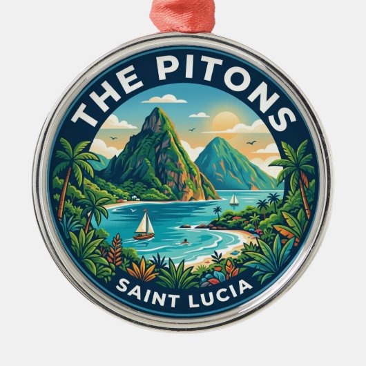 De Pitons Saint Lucia Metalen Ornament (Voorkant)