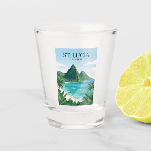 De Pitons Saint Lucia Shot Glas (Voorkant)
