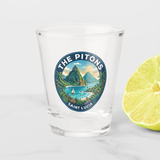 De Pitons Saint Lucia Shot Glas (Voorkant)