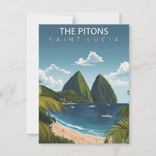 De Pitons Saint Lucia Vintage Reis Briefkaart