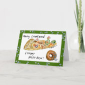 De Pizza en de Doughnut van Kerstmis van de Feestdagen Kaart (Voorkant)