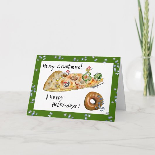 De Pizza en de Doughnut van Kerstmis van de Feestdagen Kaart (Voorkant)