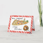 De Pizza en de Doughnut van Kerstmis van de Feestdagen Kaart (Voorkant)