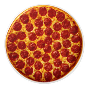 De Pizza van pepperonis Keramische Knop