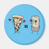 De Pizza van pepperonis VERSUS Burrito: Mexicaan Magneet (Voorkant)