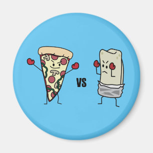 De Pizza van pepperonis VERSUS Burrito: Mexicaan Magneet