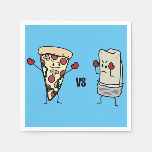 De Pizza van pepperonis VERSUS Burrito: Mexicaan Servetten (Voorkant)