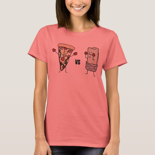 De Pizza van pepperonis VERSUS Burrito: Mexicaan T-shirt (Voorkant)