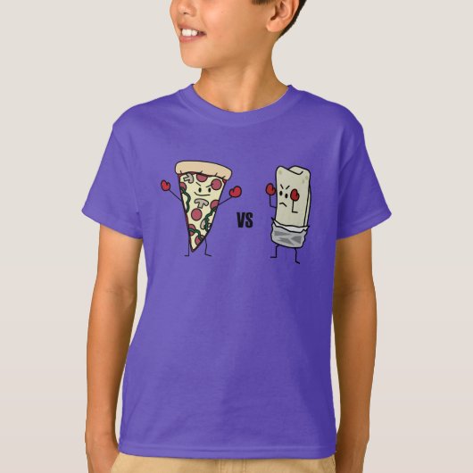 De Pizza van pepperonis VERSUS Burrito: Mexicaan T-shirt (Voorkant)