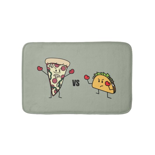 De Pizza van pepperonis VERSUS Taco: Mexicaan Badmat (Voorkant)