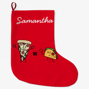 De Pizza van pepperonis VERSUS Taco: Mexicaan Grote Kerstsok