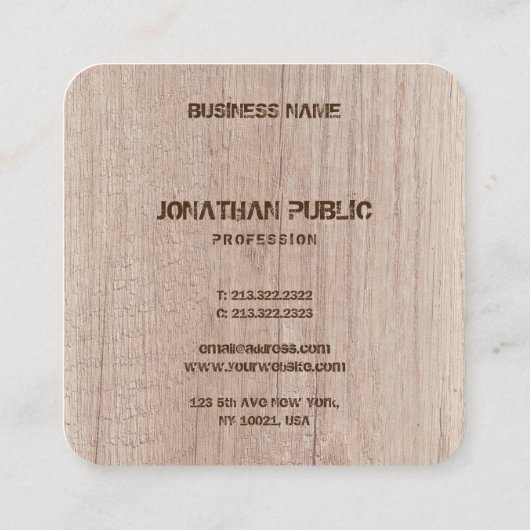 De plaat van het Hout ziet Verstoorde Sjabloon van Vierkante Visitekaartje (Achterkant)