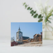 De plaats Roros, Noorwegen van Unesco. Kerk en Briefkaart (Staand voorkant)