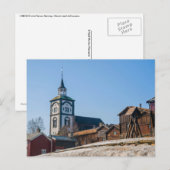 De plaats Roros, Noorwegen van Unesco. Kerk en Briefkaart (Voorkant / Achterkant)